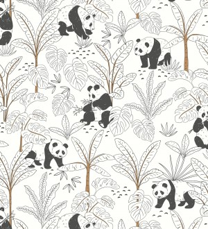 Papel pintado infantil de osos panda fondo blanco Sichuan Panda 128498