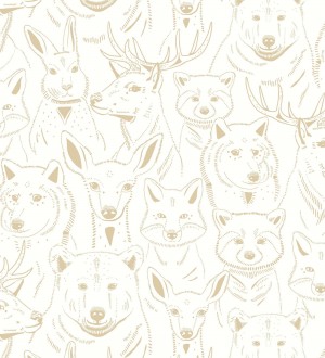 Papel pintado caras de animales del bosque Noam Forest 128504