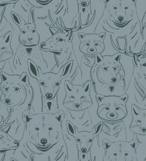 Papel pintado caras de animales del bosque Noam Forest 128505