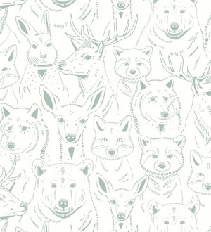 Papel pintado caras de animales del bosque Noam Forest 128506