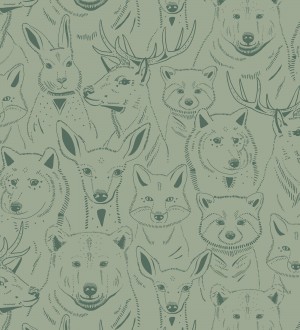 Papel pintado caras de animales del bosque Noam Forest 128507