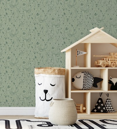 Papel pintado caras de animales del bosque Noam Forest 128507