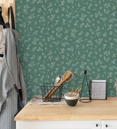 Papel pintado flores pequeñas liberty con textura efecto textil Petite Andrea 128539