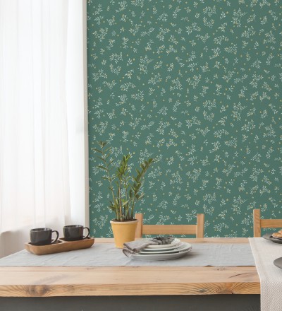 Papel pintado flores pequeñas liberty con textura efecto textil Petite Andrea 128539