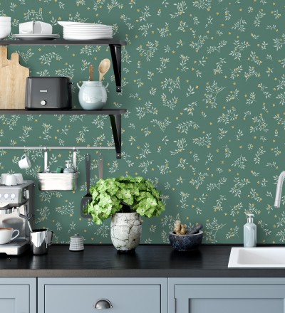 Papel pintado flores pequeñas liberty con textura efecto textil Petite Andrea 128539