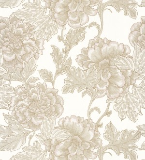 Papel pintado de flores cretonas beige estilo vintage Lahore 128557