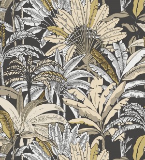 Papel pintado selva tropical con efectos dorados Sarabi 128574