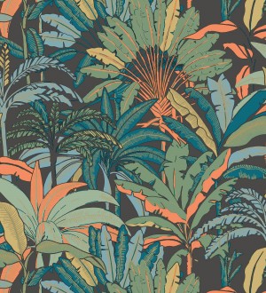 Papel pintado selva tropical con efectos dorados Sarabi 128578