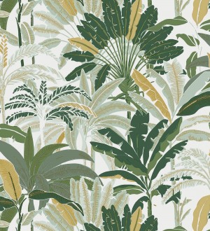 Papel pintado selva tropical con efectos dorados Sarabi 128579