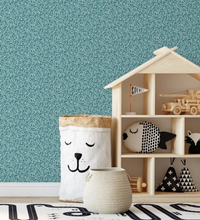 Papel pintado de hojas pequeñas con inserciones doradas Dixie 128597