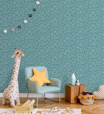 Papel pintado de hojas pequeñas con inserciones doradas Dixie 128597