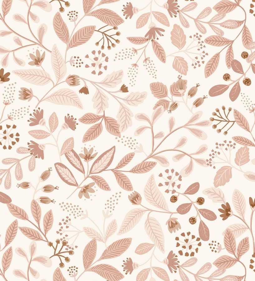 Papel pintado de hojas rosas fondo claro Damica 128602