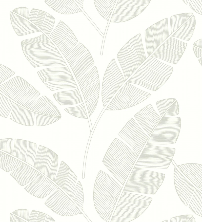 Papel pintado hojas grandes tropicales fondo blanco Loany Leaves 128626