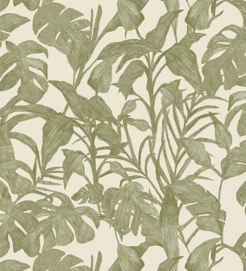 Papel pintado de hojas y plantas verdes tropicales Catia Palms 128637
