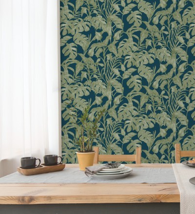 Papel pintado de hojas y plantas verdes tropicales Catia Palms 128638