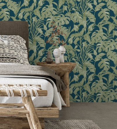 Papel pintado de hojas y plantas verdes tropicales Catia Palms 128638