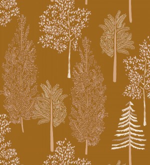 Papel pintado bosque de árboles tono ocre Borneo Trees 128700