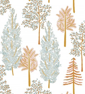 Papel pintado bosque de árboles tonos celeste Borneo Trees 128701