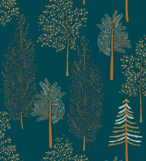 Papel pintado bosque de árboles fondo azul Borneo Trees 128702