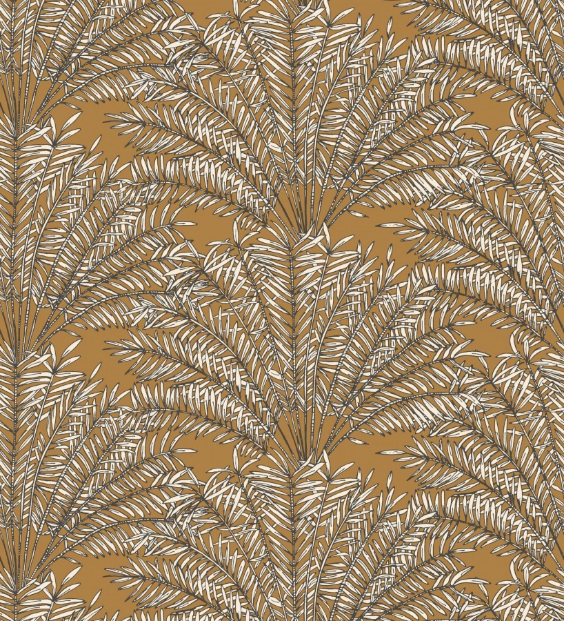 Papel pintado hojas de palmera fondo ocre Johari 128728