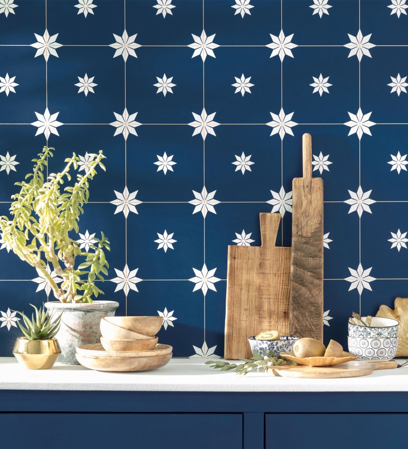 Papel pintado de azulejos hidráulicos para cocinas y baños Bloise Maison 128746