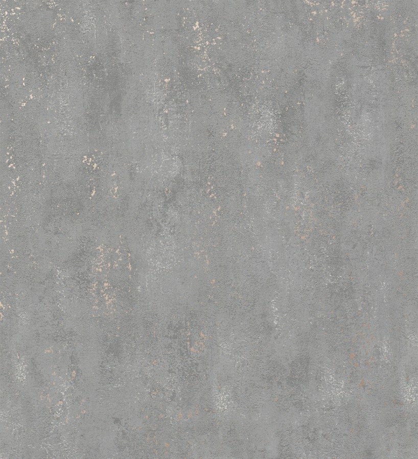 Papel pintado cemento pulido gris marengo con efectos dorados Bremen 128777