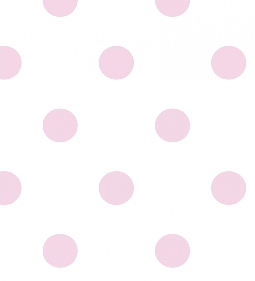 Papel pintado infantil lunares rosas y blanco Danna Dots 128820
