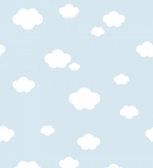 Papel pintado infantil de nubes blancas fondo celeste Zoe Cloud 128822