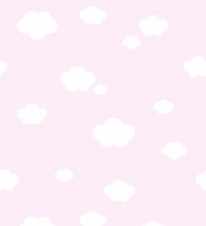 Papel pintado infantil nubes blancas fondo rosa Zoe Cloud 128823