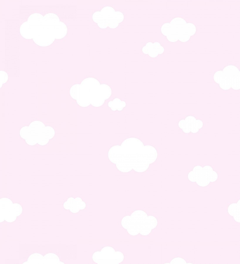 Papel pintado infantil nubes blancas fondo rosa Zoe Cloud 128823