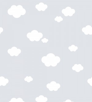 Papel pintado infantil de nubes blancas fondo gris Zoe Cloud 128824