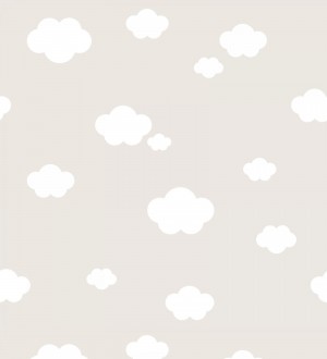 Papel pintado infantil de nubes blancas fondo beige Zoe Cloud 128825