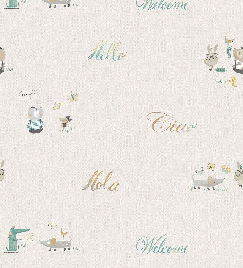 Papel pintado de de letras y animalitos Mildred 128857