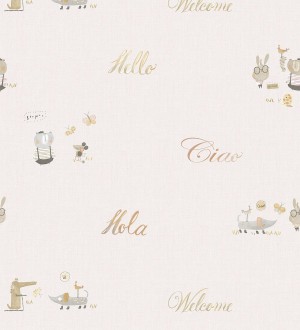Papel pintado de de letras y animalitos Mildred 128859