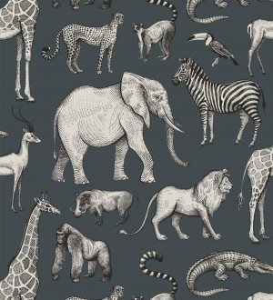 Papel pintado de animales leones cebras elefantes gorilas estilo africano Keita Animals 681778