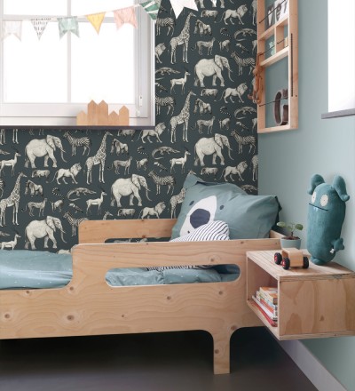 Papel pintado estilo africano de animales: leones, cebras, elefantes y gorilas estilo africano Keita Animals 681778