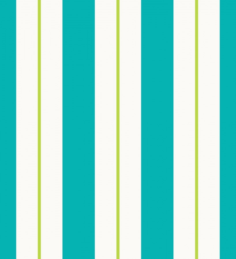 Papel pintado de rayas juveniles turquesa y verde Branly Stripes 681795