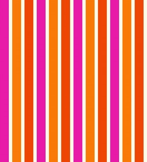 Papel pintado multirayas para niños en tonos naranja y fucsia Pini Stripes 681798