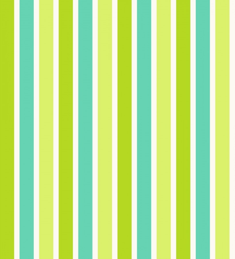 Papel pintado multirayas para niños en tonos turquesa y verde Pini Stripes 681799