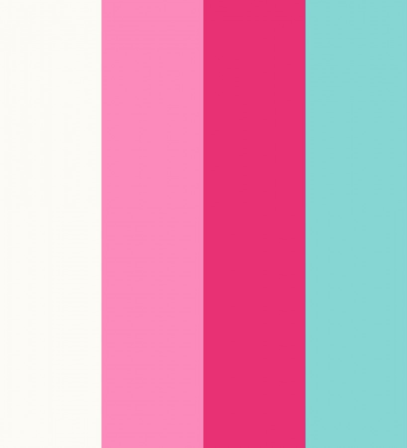 Papel pintado de rayas color blanco rosa fucsia y celeste Hugo Stripes 681801