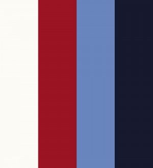 Papel pintado de rayas color blanco rojo azul y negro Hugo Stripes 681806