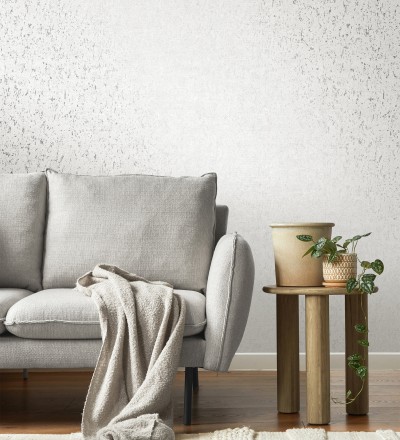 Papel pintado textura de corcho con inserciones metalizadas color blanco Ameka 681822