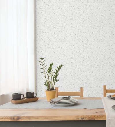 Papel pintado textura de corcho con inserciones metalizadas color blanco Ameka 681822