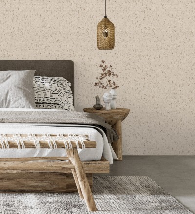 Papel pintado textura de corcho con inserciones doradas color beige Ameka 681824
