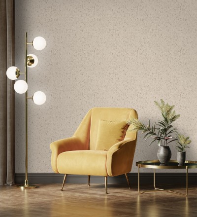 Papel pintado textura de corcho con inserciones doradas color beige Ameka 681824