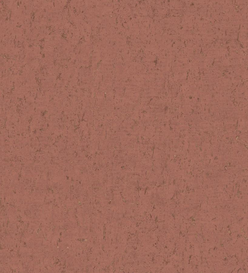Papel pintado textura de corcho con inserciones doradas color terracota Ameka 681825