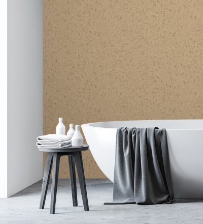 Papel pintado textura de corcho con inserciones doradas color ocre Ameka 681827