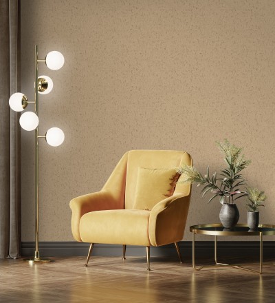 Papel pintado textura de corcho con inserciones doradas color ocre Ameka 681827