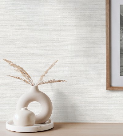 Papel pintado con textura de fibras de cáñamo fondo blanco Sisay Texture 681830