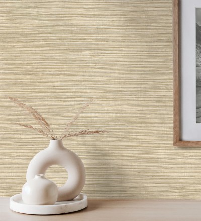 Papel pintado con textura de fibras de cáñamo color natural Sisay Texture 681832